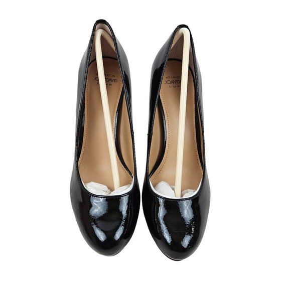 Circa Joan & David Luxe Shoes Womens 7.5 M Black Shiny Platform Stiletto Heels - Picture 2 of 8